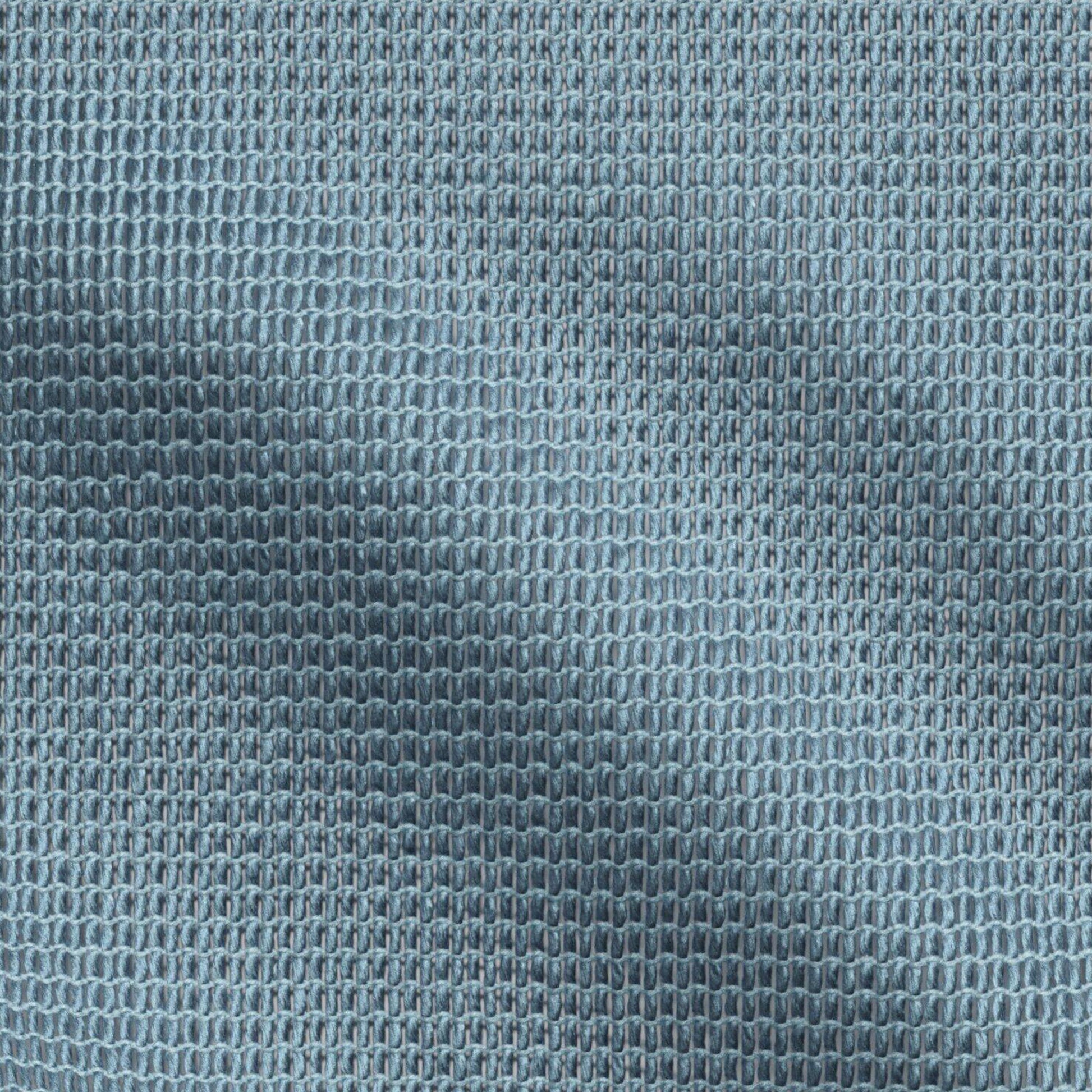 Close-up of steel blue textured fabric with a tight micro-weave grid and subtle shading.