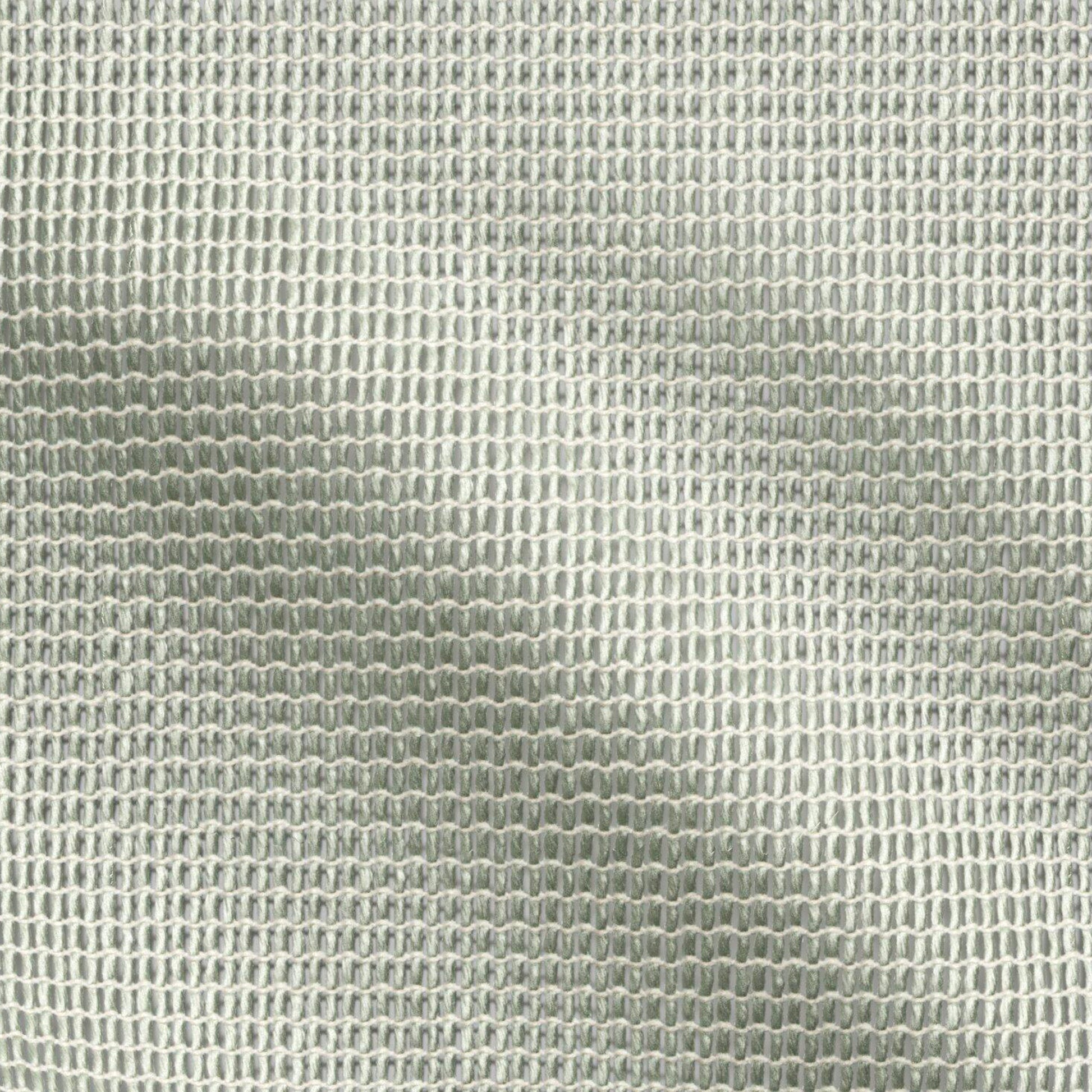 Close-up of woven fabric in lemongrass green and beige with a subtle grid texture; sheer, lightweight material.