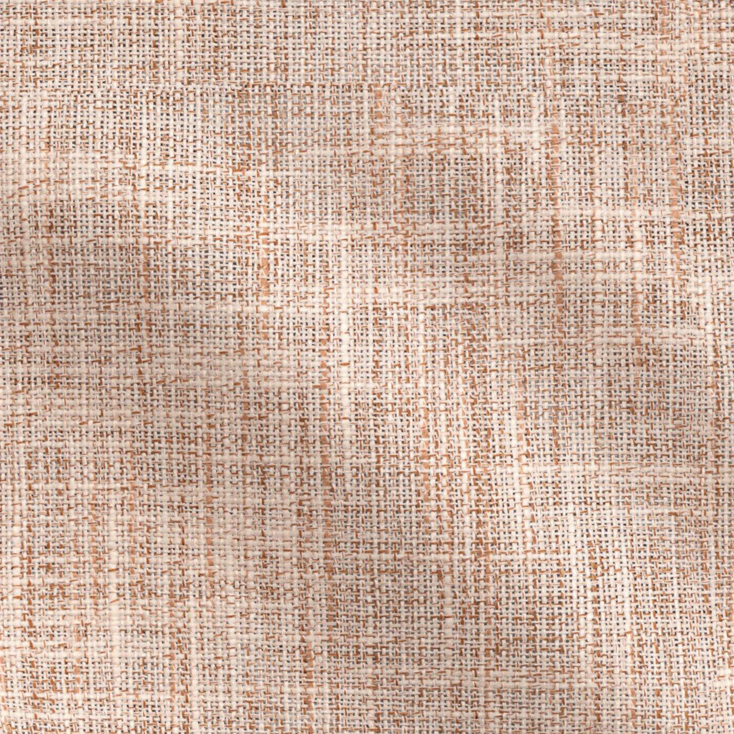 Close-up of brick-orange woven linen fabric with tan and ivory threads; upholstery or drapery material.