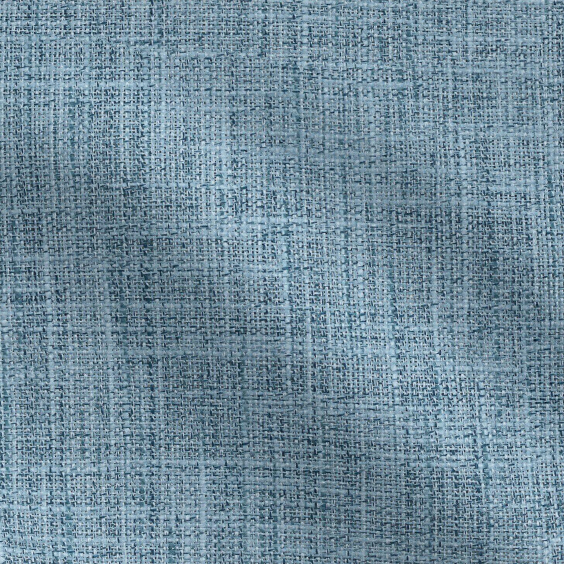 Close-up of blue woven fabric with a subtle linen texture; versatile upholstery or garment material.