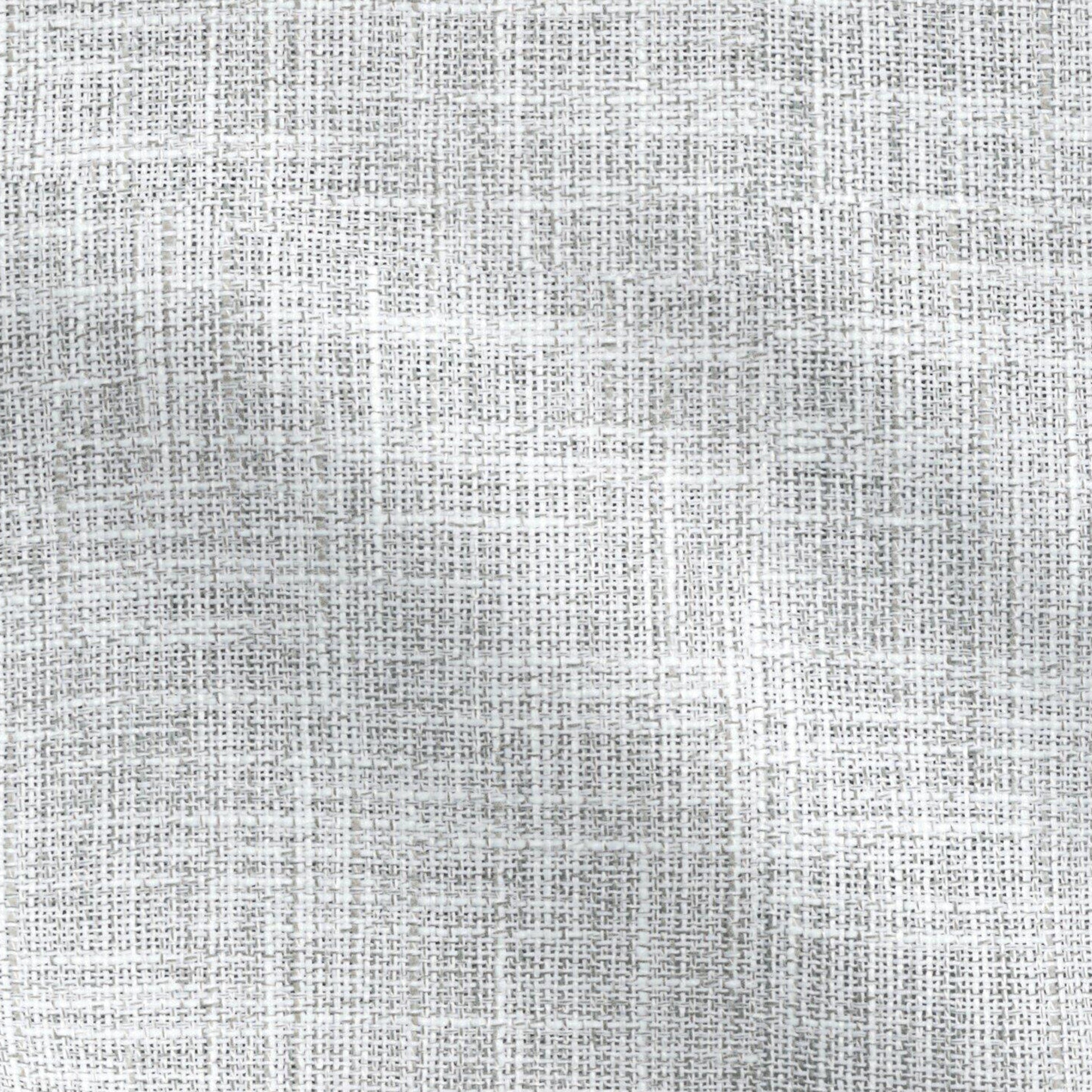 Close-up of plain grey linen-texture fabric with a subtle crosshatch pattern.
