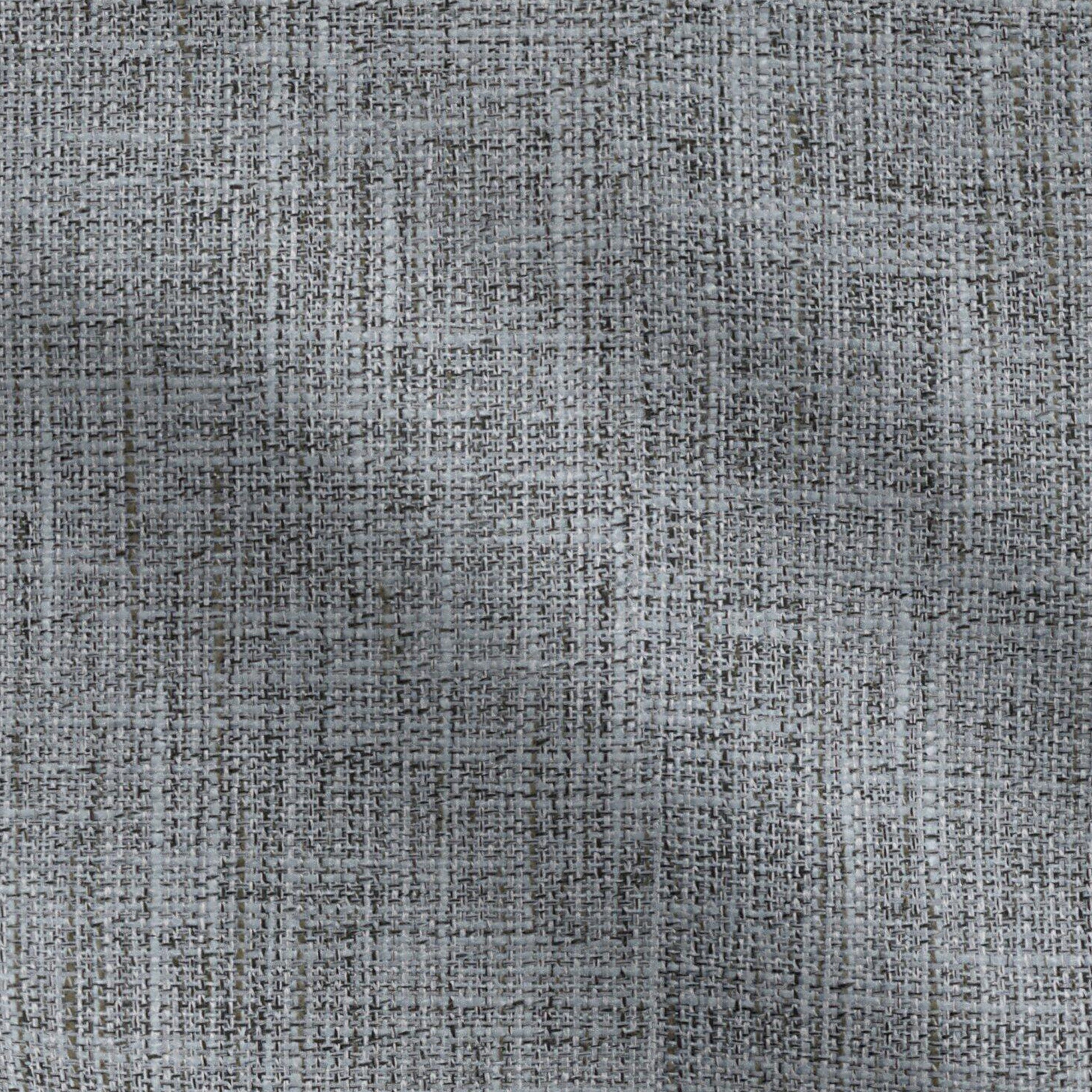 Charcoal gray linen-textured upholstery fabric with a subtle weave, ideal for sofas and cushions.