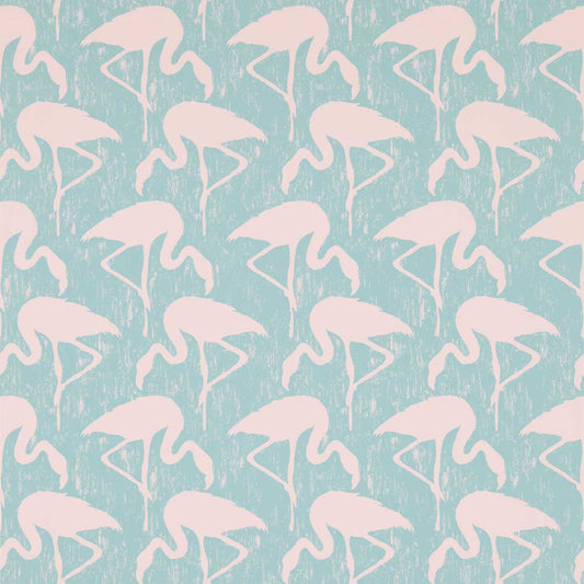 SANDERSON Flamingos Wallpaper Other Turquoise,Pink  Rotary/Gravure Wallpaper - DVIN214569