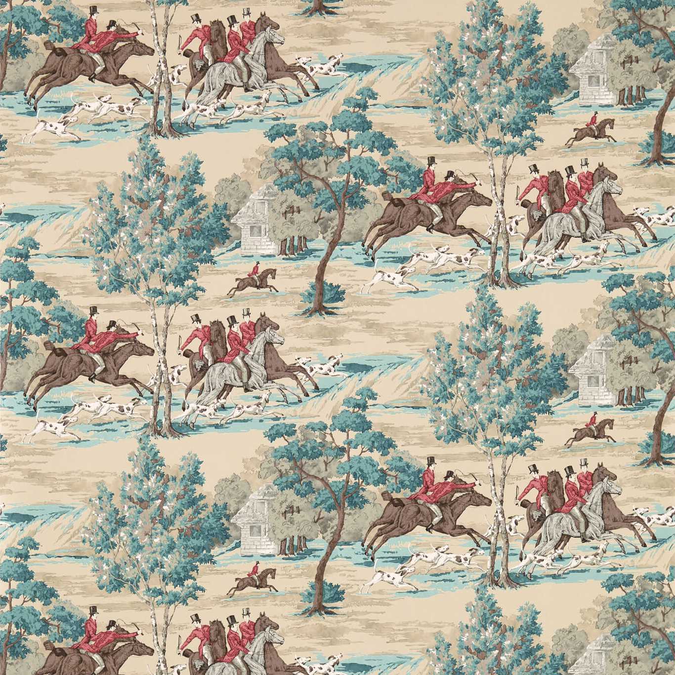 SANDERSON Tally Ho Wallpaper Other Teal,Ruby  Gravure Printed Wallpaper - DVIN214597