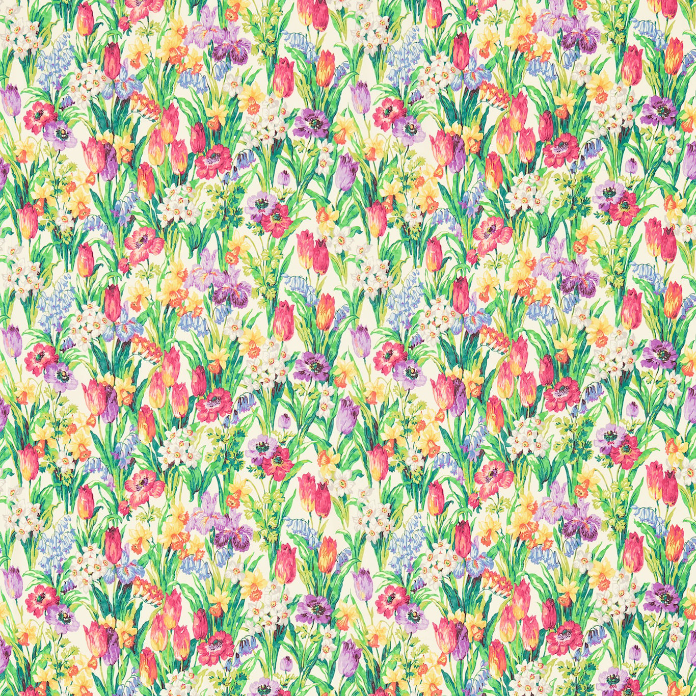 SANDERSON OUTLET Salad Days Fabric Classic Floral Emerald,Multi   - DVIN224330