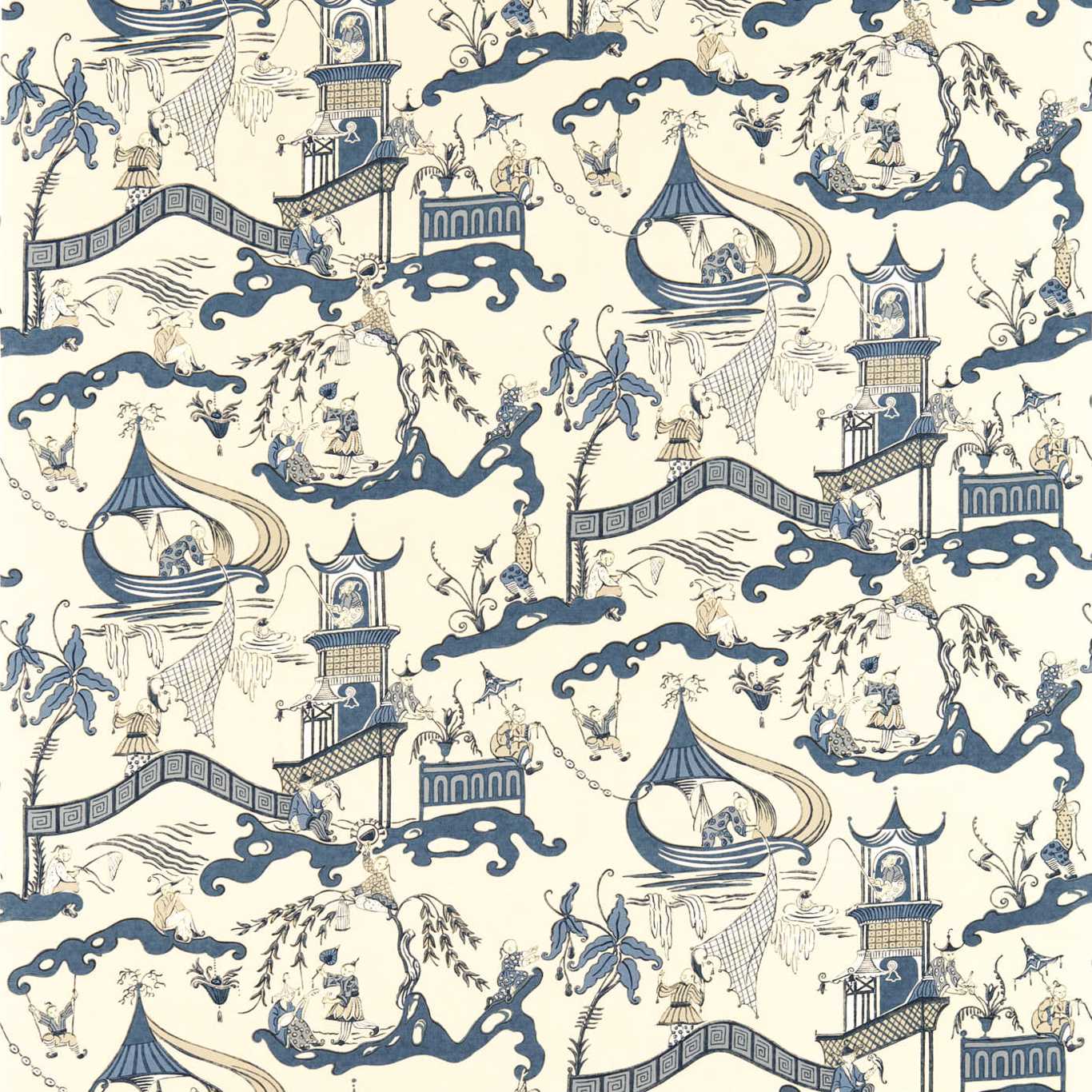 SANDERSON Pagoda River Fabric Other Indigo, Blue   - DVIPPA202