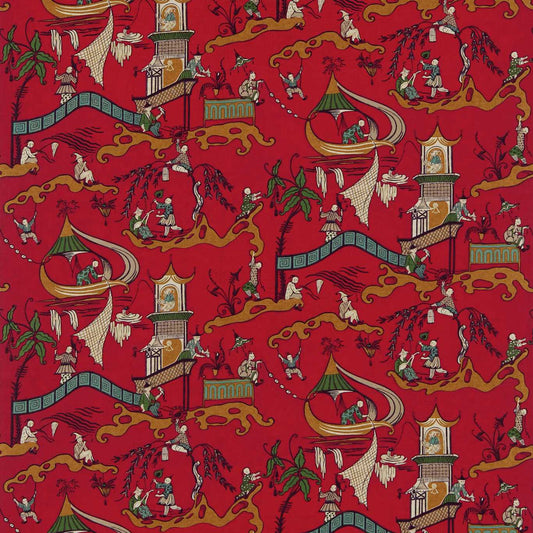 SANDERSON Pagoda River Fabric Other Red, Gold   - DVIPPA203
