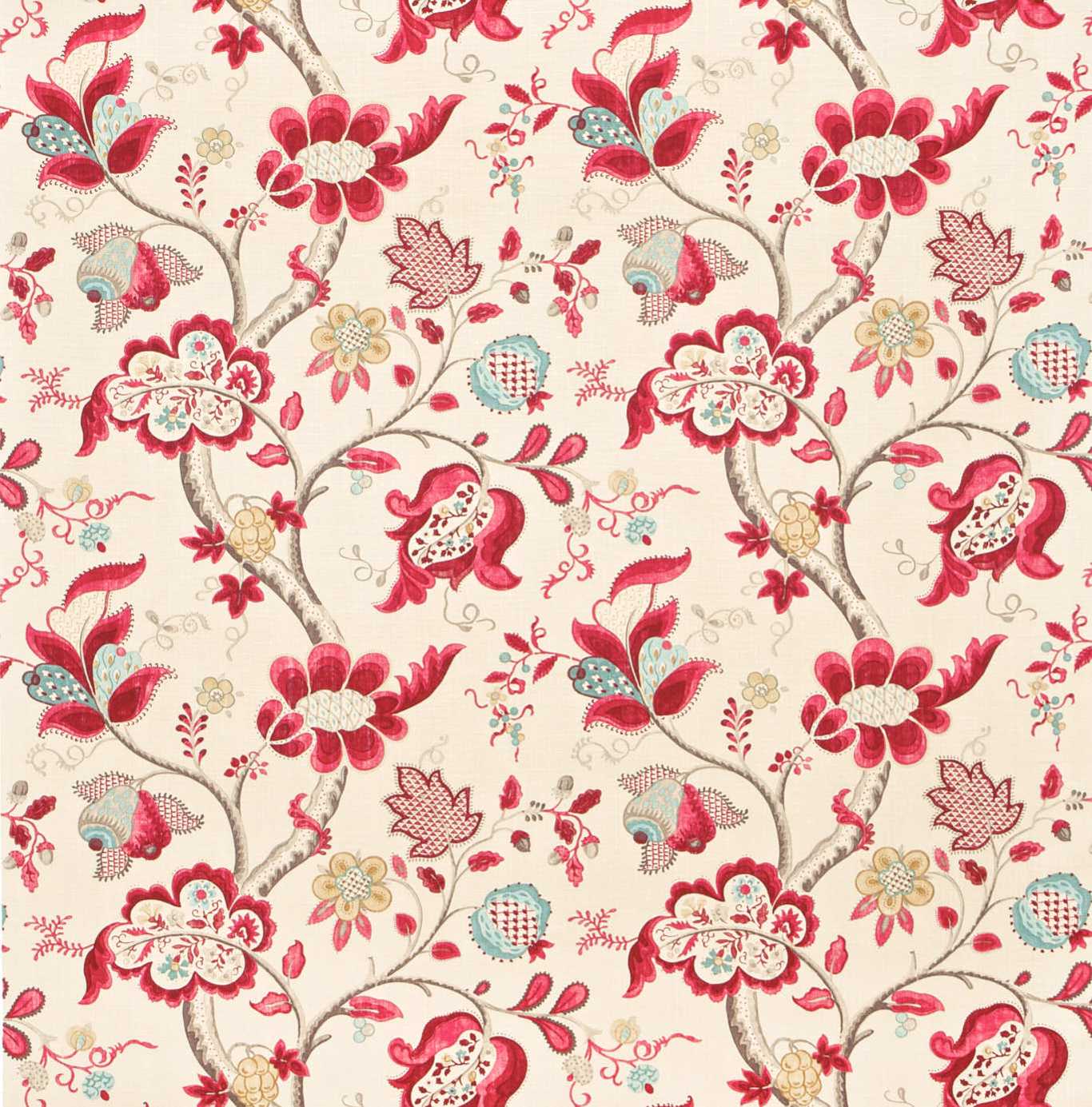 SANDERSON Roslyn  Fabric Contemporary, Floral Berry, Slate   - DVIPRO204