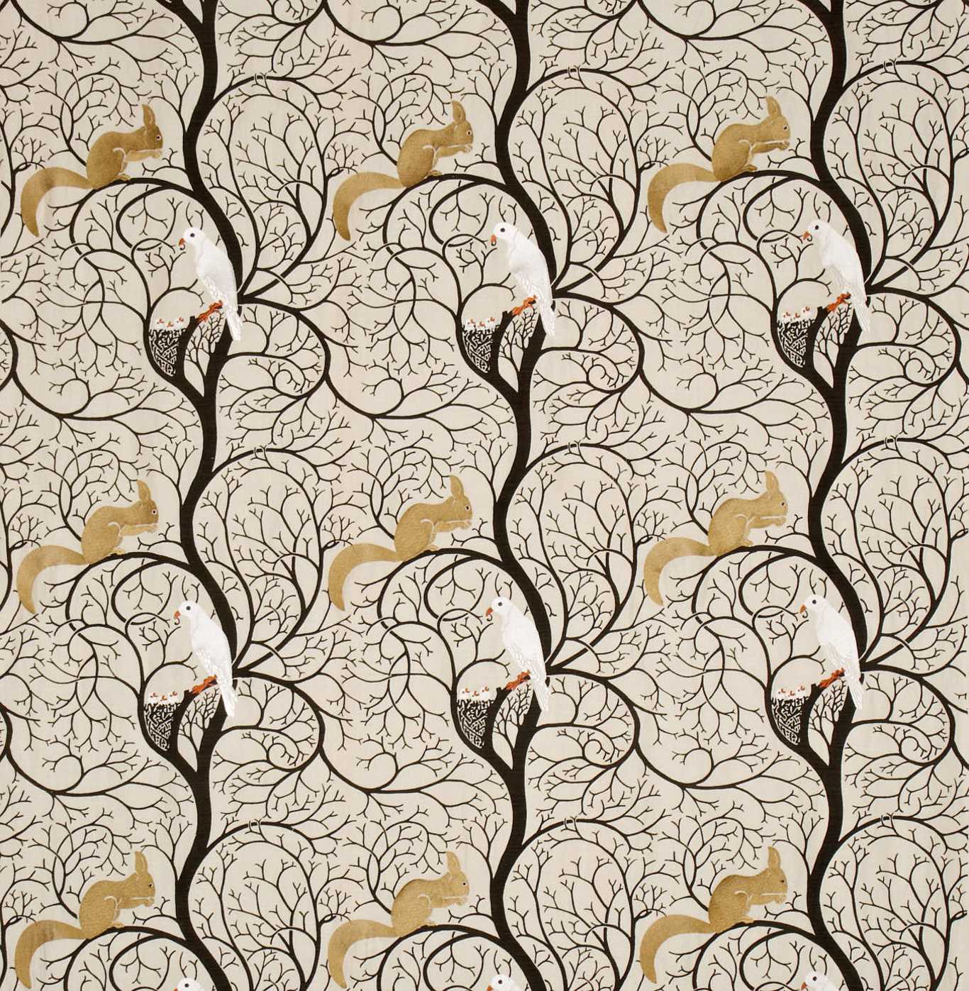 SANDERSON Squirrel & Dove Fabric Animals Mulberry, Linen   - DVIPSQ301
