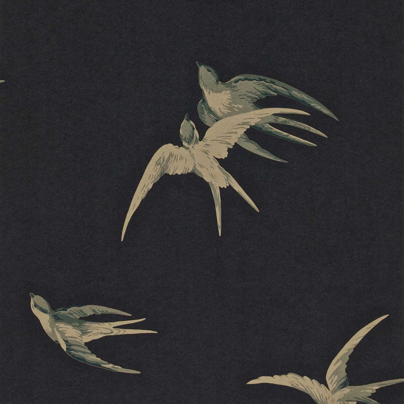 SANDERSON Swallows Wallpaper Birds Black  Gravure Printed Wallpaper - DVIWSW105
