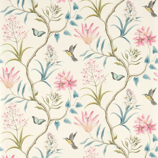 SANDERSON Clementine Wallpaper Classic Floral Dusky Pink  Gravure - Wide Width Printed Wallpaper - DVOY213386