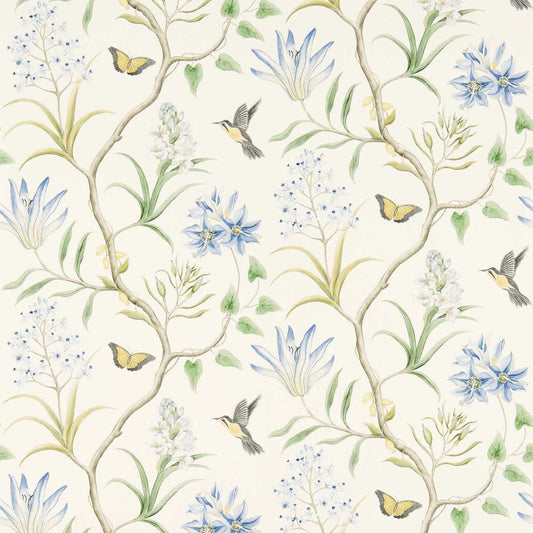SANDERSON Clementine Wallpaper Classic Floral Delft Blue  Gravure - Wide Width Printed Wallpaper - DVOY213389