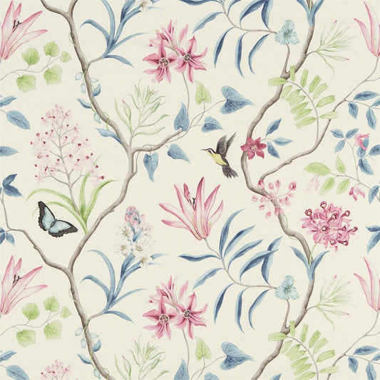 SANDERSON Clementine Fabric Classic Floral Dusky Pink   - DVOY223296