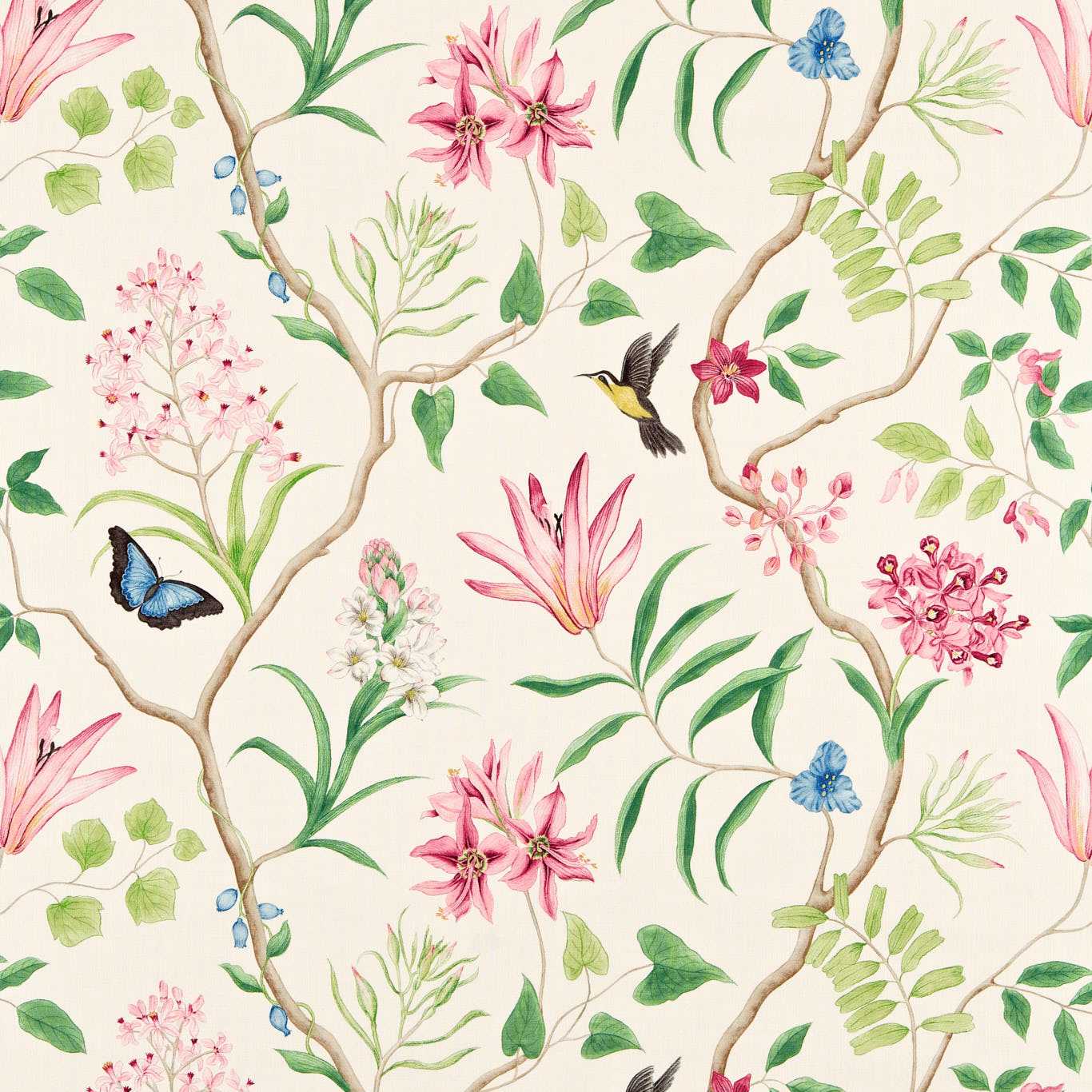 SANDERSON Clementine Fabric Classic Floral Chintz   - DVOY223298