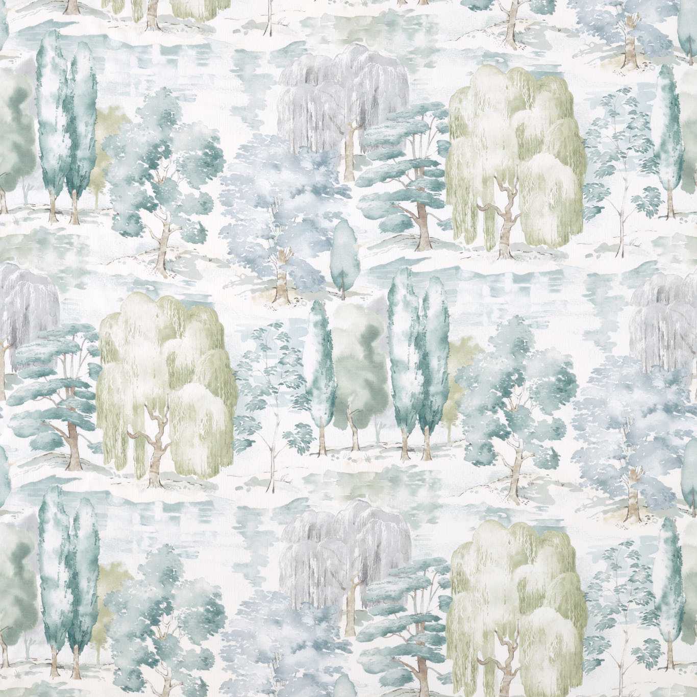 SANDERSON Waterperry Fabric Leaves , Trees Mint   - DWAP226266