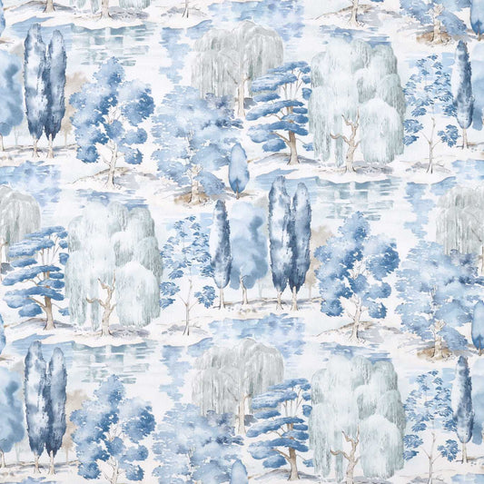 SANDERSON Waterperry Fabric Leaves , Trees Indigo   - DWAP226267