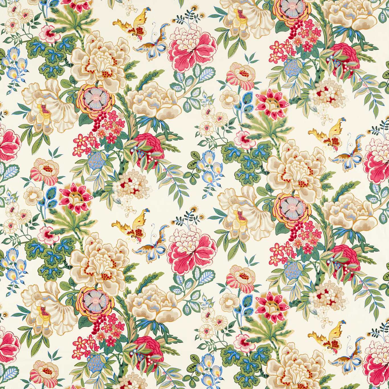 SANDERSON Emperor Peony Fabric Classic Floral Lotus Pink   - DWAT226962