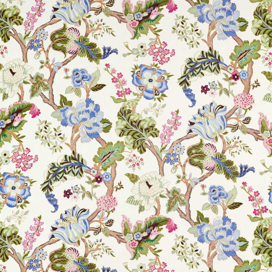 SANDERSON Fusang Tree Fabric Classic Floral Peacock Blue   - DWAT226964