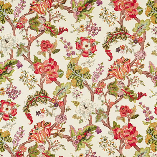 SANDERSON Fusang Tree Fabric Classic Floral Cinnabar Red   - DWAT226965
