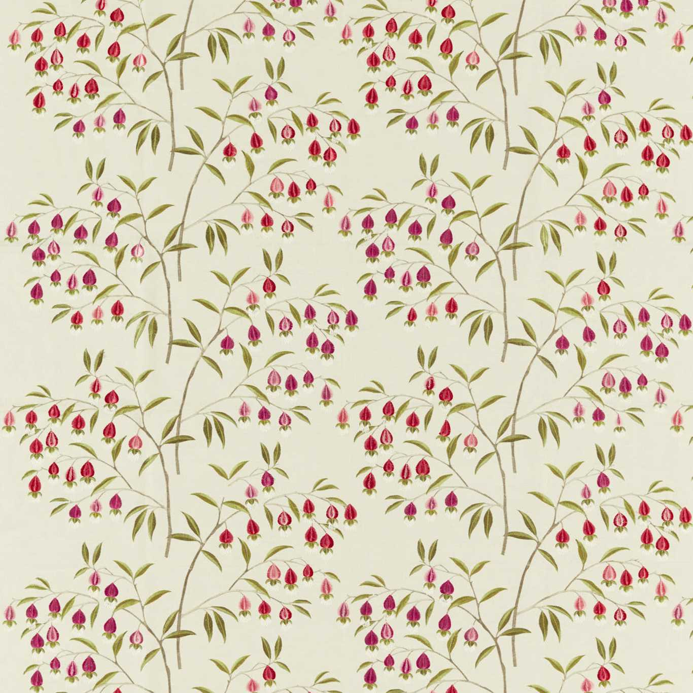 SANDERSON Chinese Lantern Fabric Leaves , Trees Wild Plum   - DWAT237271