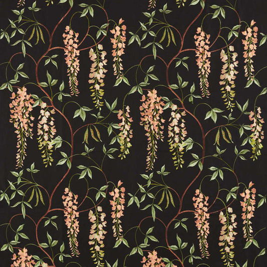 SANDERSON Laburnum Falls Fabric Leaves , Trees Ebony , Inkwood   - DWAT237272