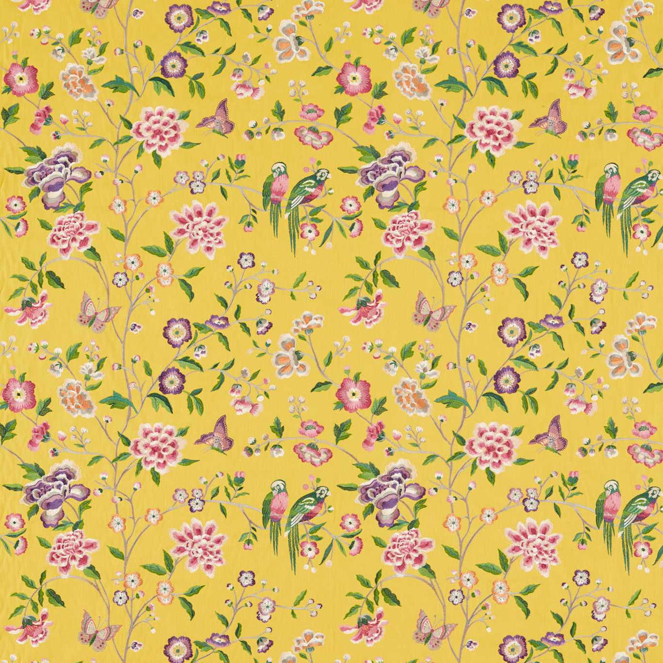 SANDERSON Chinoiserie Hall Fabric Classic Floral Papavera   - DWAT237273