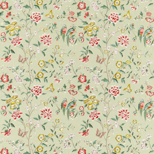 SANDERSON Chinoiserie Hall Fabric Classic Floral Bamboo , Rose   - DWAT237275