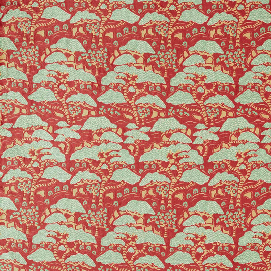 SANDERSON Bonsai & Gingko Fabric Leaves , Trees Ruby   - DWAT237276