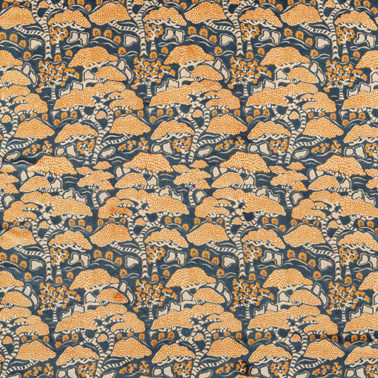 SANDERSON Bonsai & Gingko Fabric Leaves , Trees Midnight,Orange   - DWAT237277