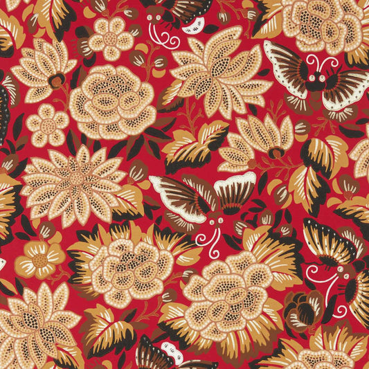 SANDERSON Amara Butterfly Wallpaper Contemporary, Floral Cinnabar,Ink Black  Surflex-Printed Wallpaper - DWAW217116