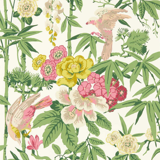 SANDERSON Bamboo & Birds Wallpaper Birds Scallion Green  Surflex-Printed Wallpaper - DWAW217130