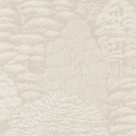 SANDERSON Woodland Toile Wallpaper Leaves , Trees Ivory,Neutral  Rotary Printed Wallpaper - DWOW215717