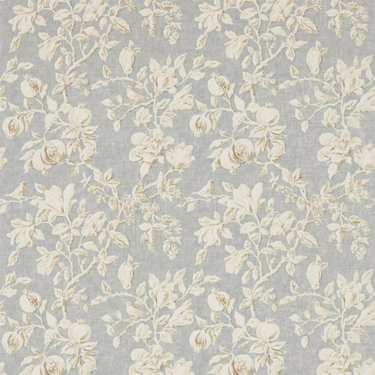 SANDERSON Magnolia & Pomegranate Fabric Classic Floral Grey Blue,Parchment   - DWOW225505