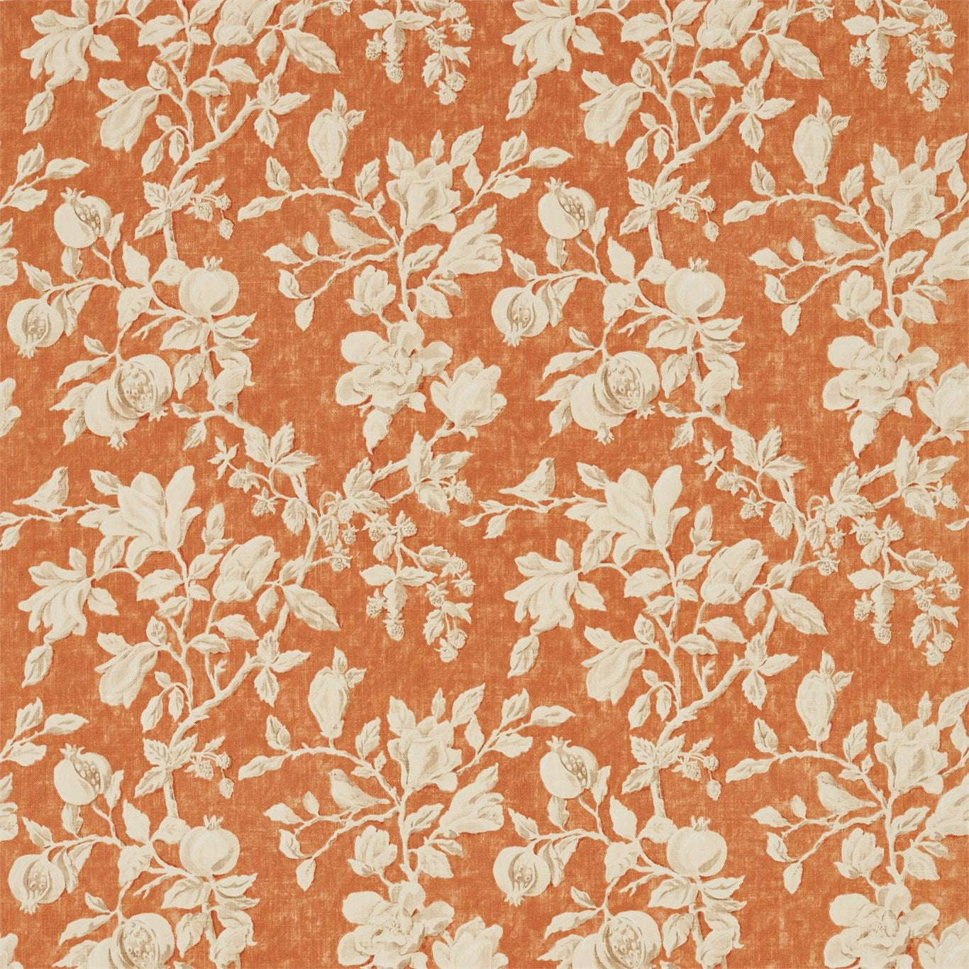 SANDERSON OUTLET Magnolia & Pomegranate Fabric Classic Floral Russet,Wheat   - DWOW225506