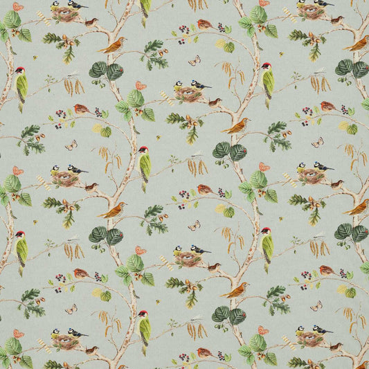 SANDERSON Woodland Chorus Fabric Birds Sky Blue,Multi   - DWOW225509