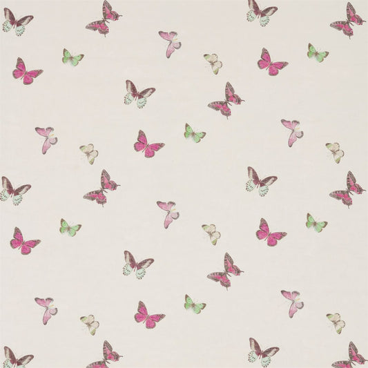 SANDERSON Butterfly Voile Fabric Animals Fuchsia,Cream   - DWOW225512
