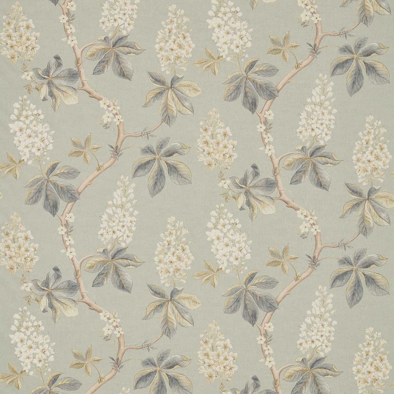 SANDERSON Chestnut Tree Fabric Classic Floral Grey Blue,Sage   - DWOW225513
