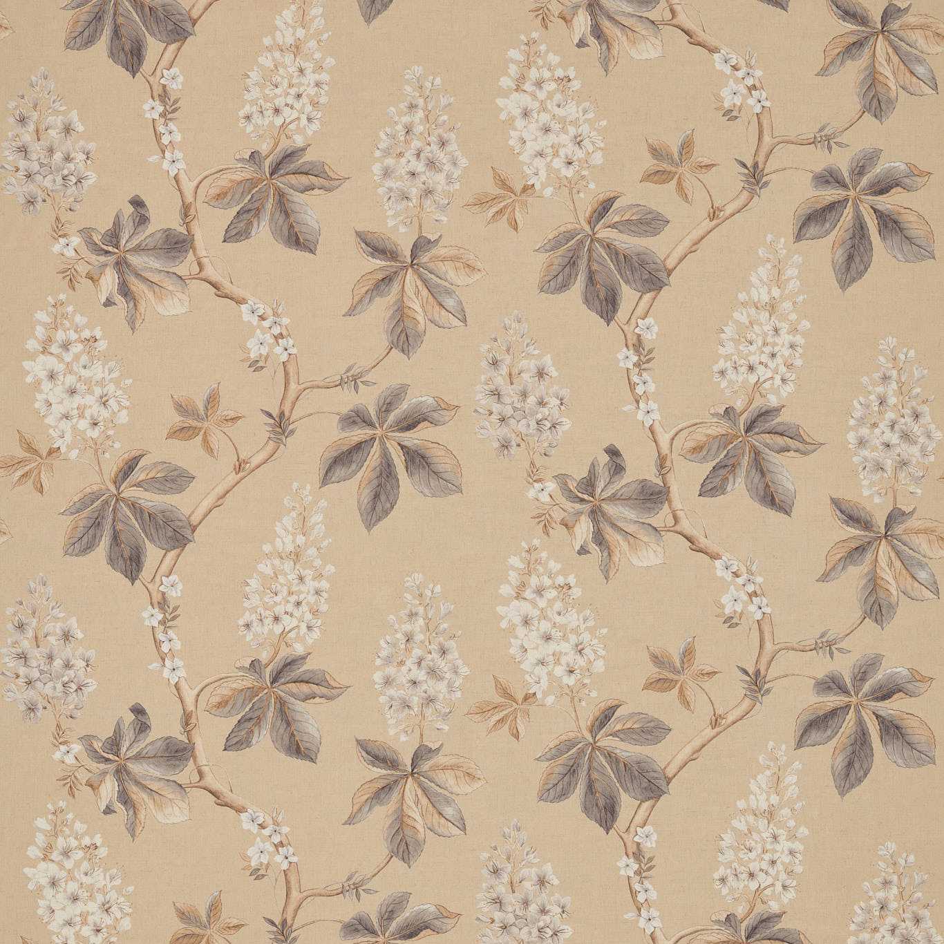 SANDERSON Chestnut Tree Fabric Classic Floral Wheat,Pebble   - DWOW225514