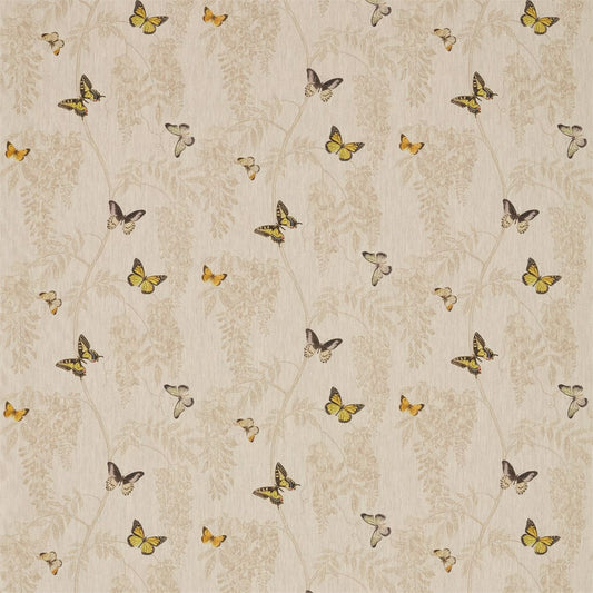 SANDERSON OUTLET Wisteria & Butterfly Fabric Animals Linen,Citrus   - DWOW225528