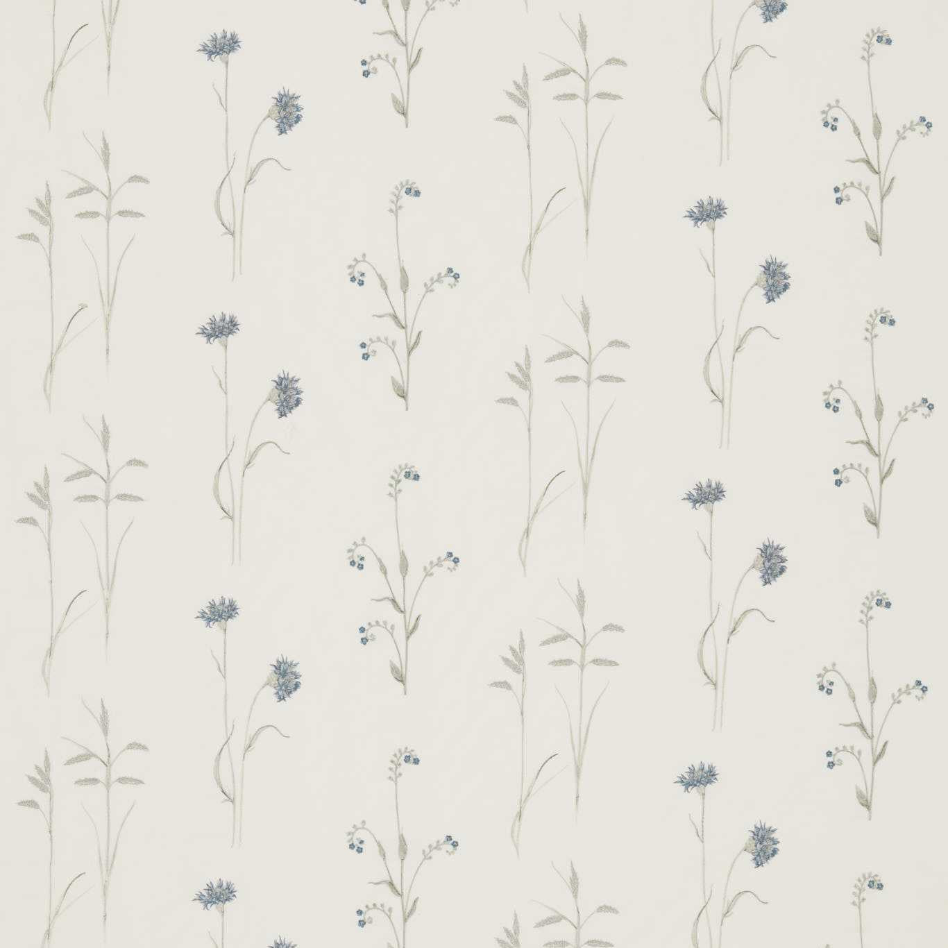SANDERSON Meadow Grasses Fabric Leaves , Trees Cobalt,Chalk   - DWOW235604