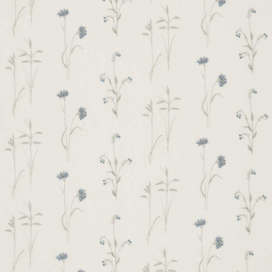 SANDERSON Meadow Grasses Fabric Leaves , Trees Cobalt,Chalk   - DWOW235604