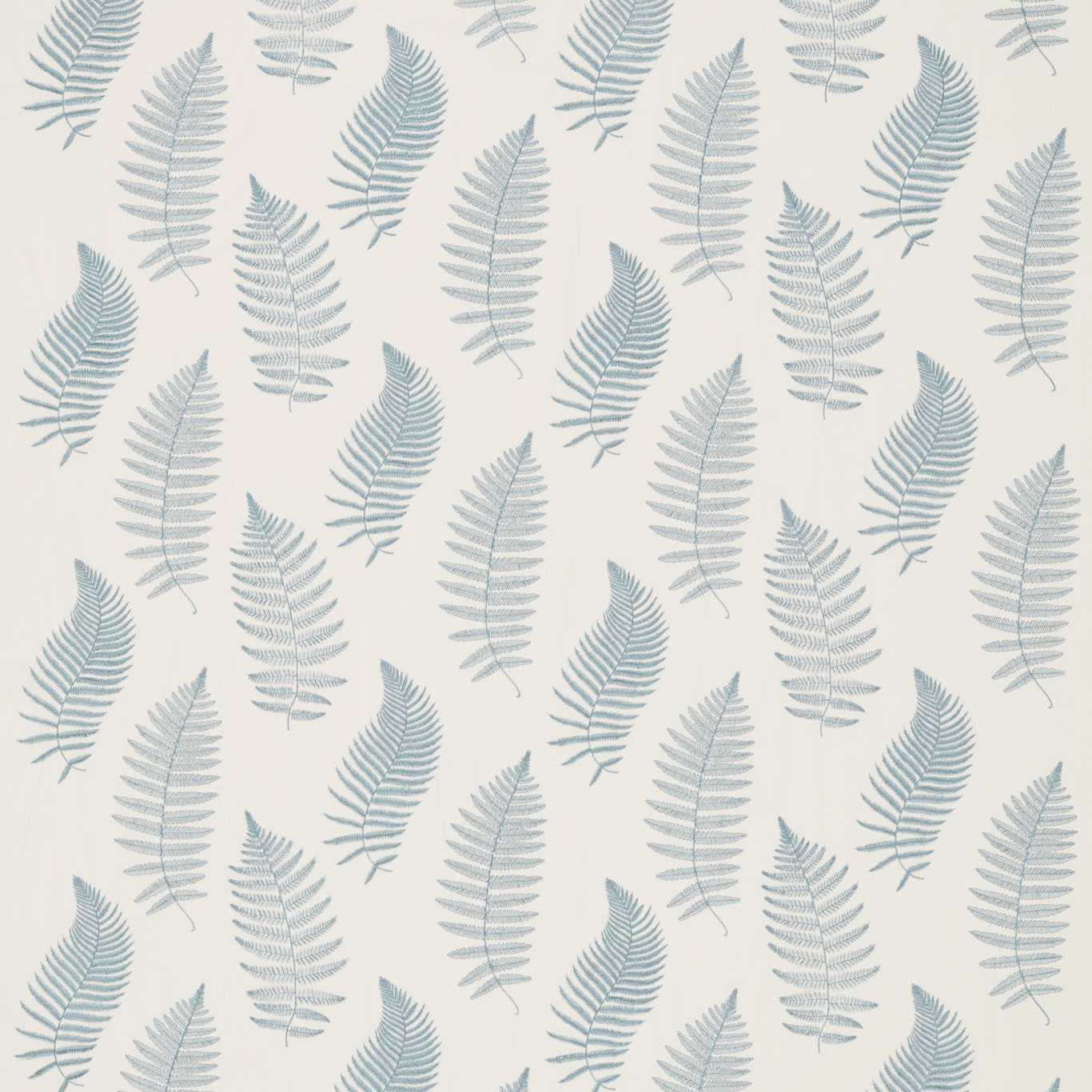 SANDERSON Fern Embroidery Fabric Leaves , Trees Powder Blue   - DWOW235609