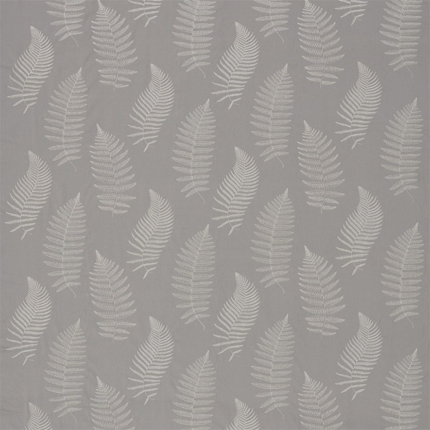 SANDERSON Fern Embroidery Fabric Leaves , Trees Pebble   - DWOW235610