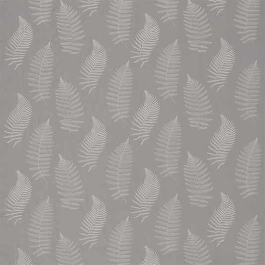 SANDERSON Fern Embroidery Fabric Leaves , Trees Pebble   - DWOW235610
