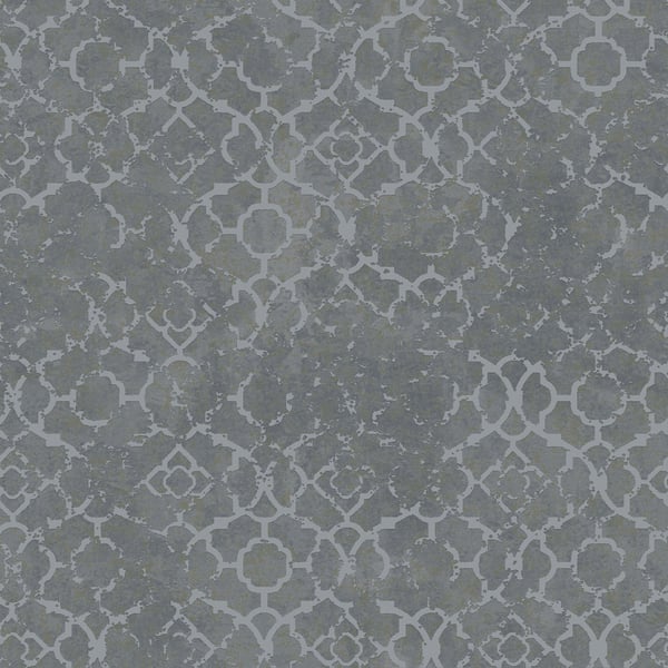 Galerie Wallcoverings Emporium Aged Quatrefoil Galerie Wallcoverings  Silver Grey   - DWP0246-02
