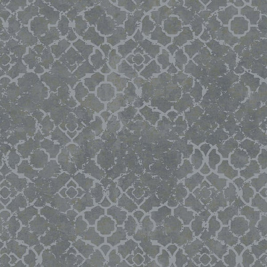 Galerie Wallcoverings Emporium Aged Quatrefoil Galerie Wallcoverings  Silver Grey   - DWP0246-02