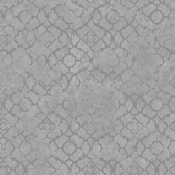 Galerie Wallcoverings Emporium Aged Quatrefoil Galerie Wallcoverings  Silver Grey   - DWP0246-03