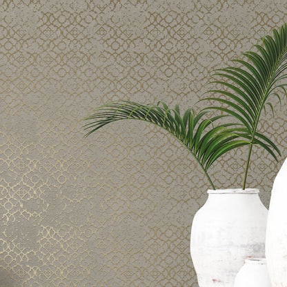 Galerie Wallcoverings Emporium Aged Quatrefoil Galerie Wallcoverings  Gold   - DWP0246-06