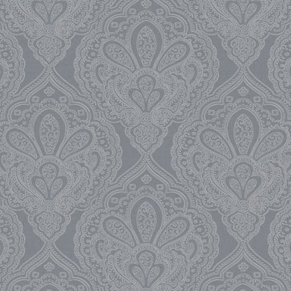 Galerie Wallcoverings Emporium Mehndi Damask Galerie Wallcoverings  Silver Grey   - DWP0247-02