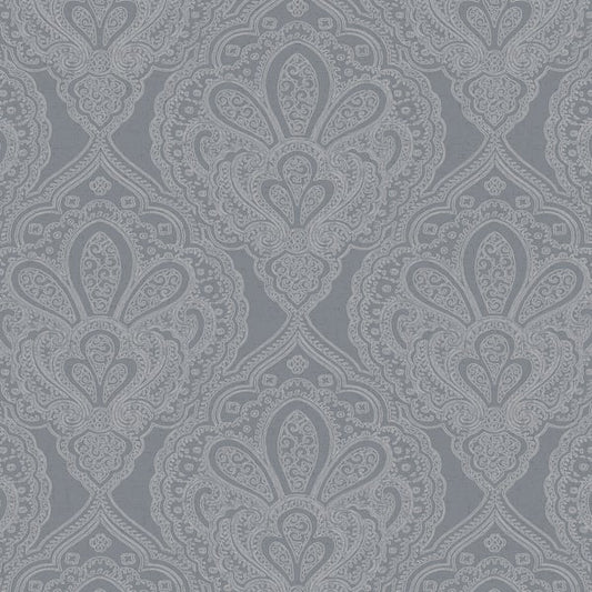 Galerie Wallcoverings Emporium Mehndi Damask Galerie Wallcoverings  Silver Grey   - DWP0247-02
